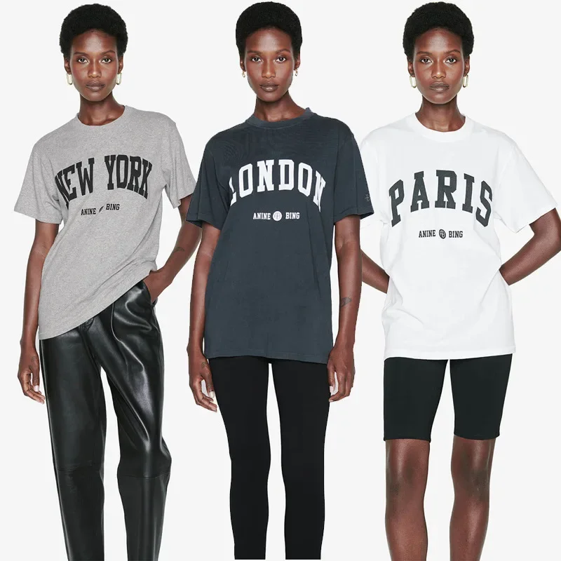 Trend severoamerické dámske tričko AB značka Classic Print Cotton s krátkym rukávom tričko módne streetwear 2024 odevy TEE Tops