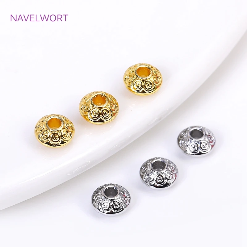 Trendy 18k Zlaté reliéfne guľôčky DIY Náramok Náramok Výroba remesiel, mosadzné pruhy rozpálených guľôčok Veľkoobchod