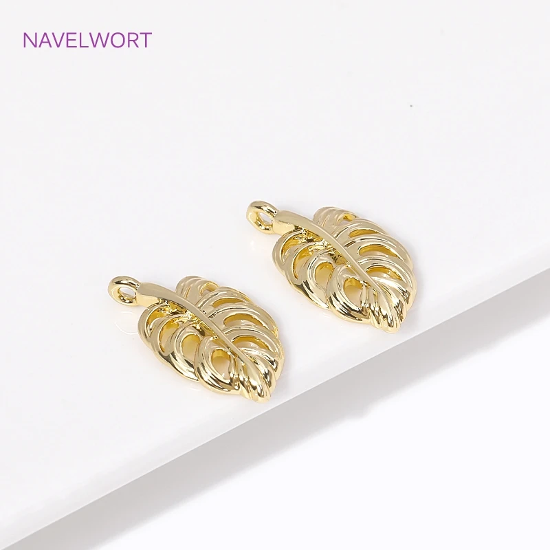 Trendy 2 typy 18k Zlateného dutého tvaru listov Pre prívesky na šperky výroby zásob Ručne vyrábané DIY Náhrdelné príslušenstvo Kúzla