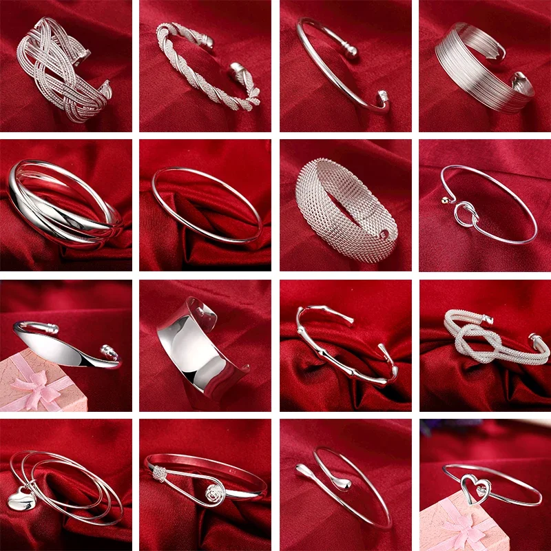 Trendy 925 Sterling strieborné náramky náramky roztomilé pre ženy módne šperky na úpravu manžety