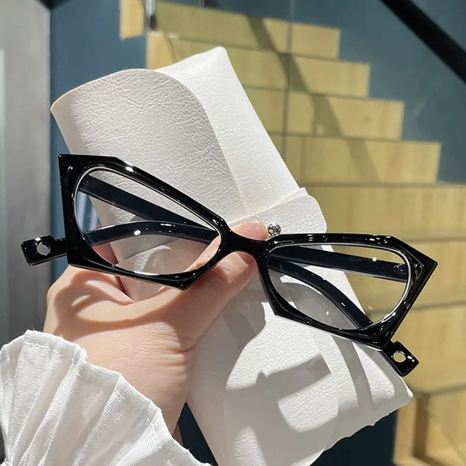 Trendy Cat Eye Anti-Blue Light Glasses Ženy Muži Square Optický rám ultra ľahké okulia