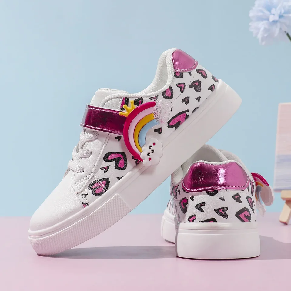Trendy dievča teniska móda všestranná pohodlie dievča topánky Slip Light Svetlo roztomilé tenisky princeznej hrubé solované dúhové príležitostné topánky
