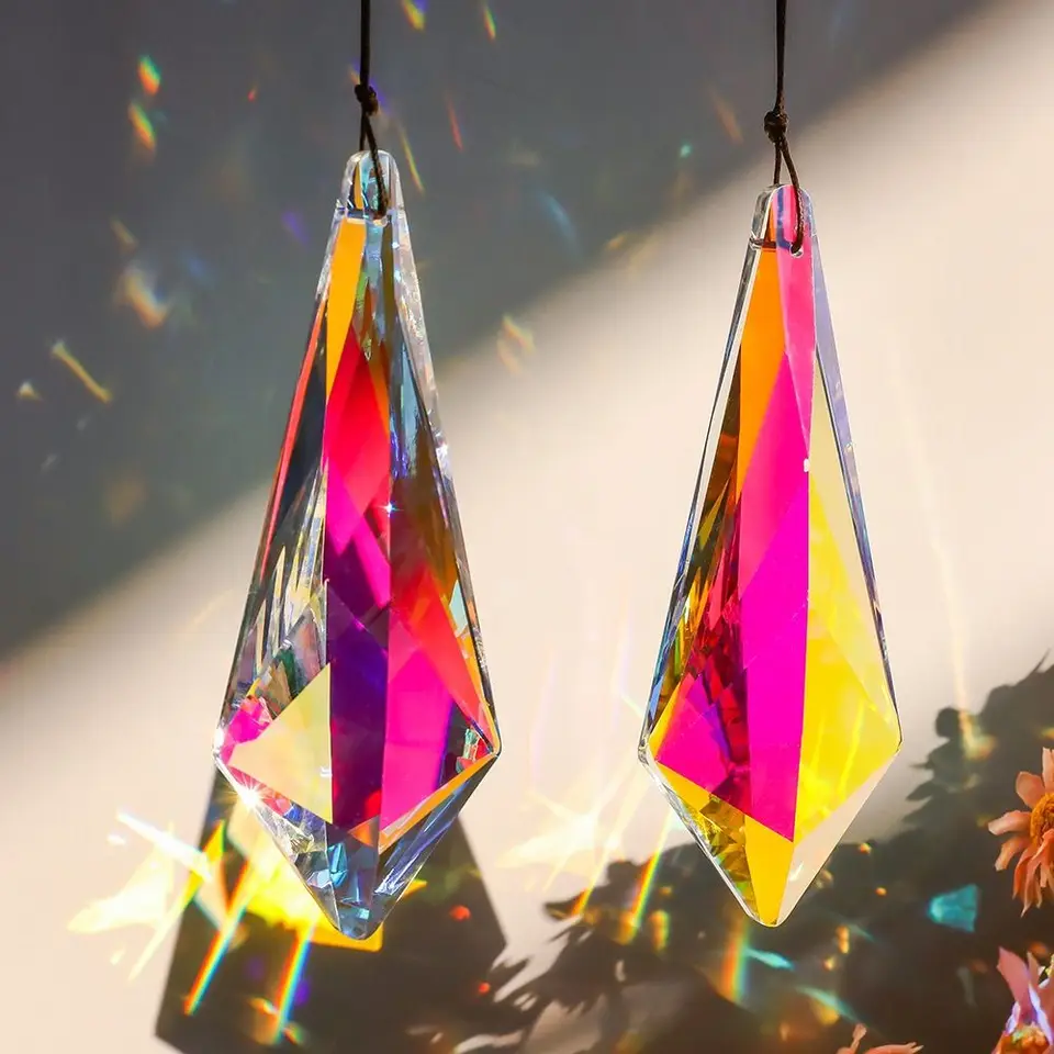 Trendy farebný krištáľový slnečný slnečný sklenený hranol osvetlenie slnečného svitu Catcher 120 mm dlhá remeselná dúhová výrobca pre záhradné okno
