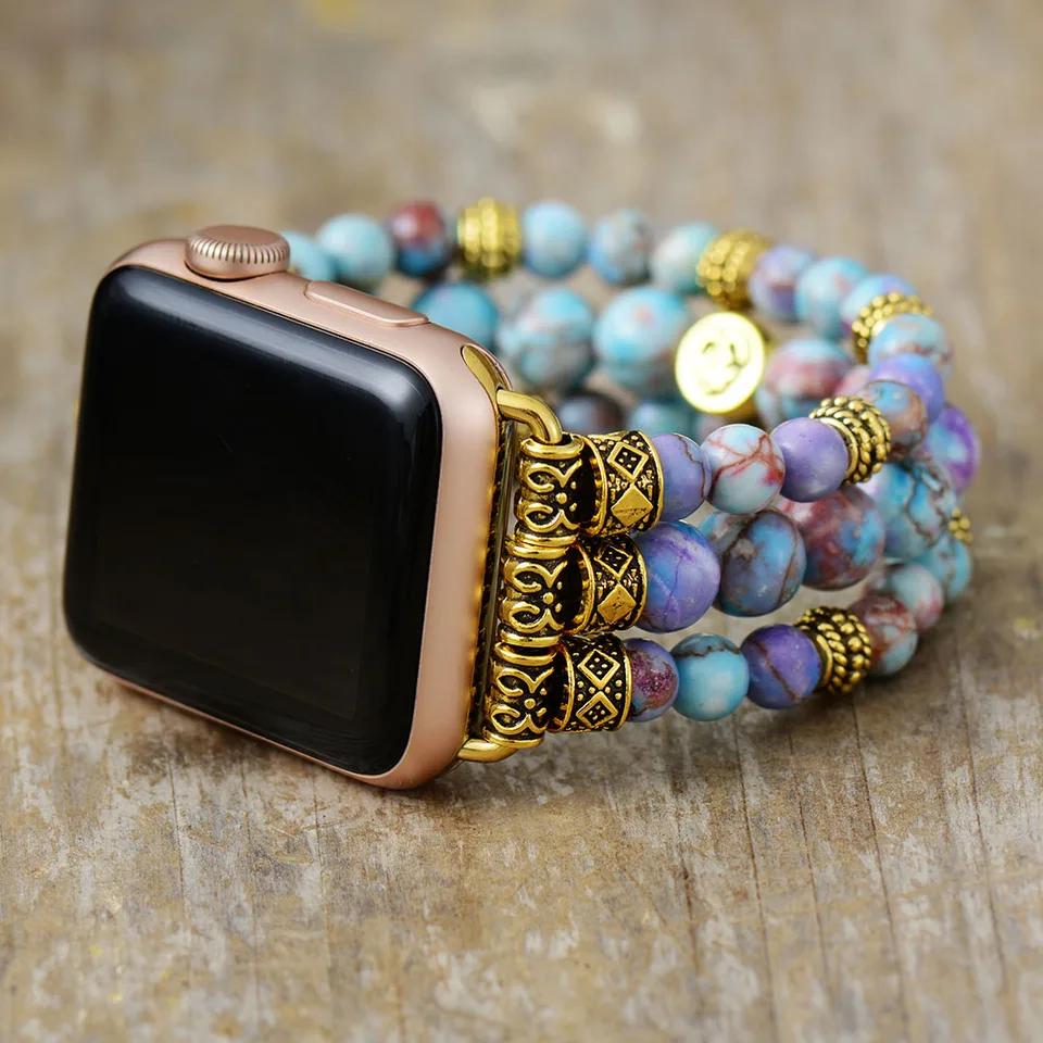 Trendy Imperial Jaspers Smart Watch remienok 38 mm/45 mm kamene pružné náramky Band Lovers náramok Iwatch Spiritual Jewelry