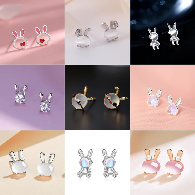 Trendy krásne krištáľové jade králičie náušnice kawaii zvierat pre ženy dievčatá Kórejské náušnice šperky brincos darčeky