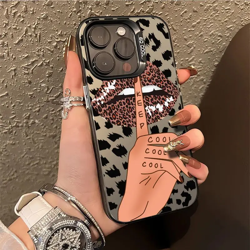 Trendy leopardové tlačové pery pre iPhone 16 Pro Max Pase Case iPhone 11 Cool 14 15 plus mäkký kryt 13 12 15 16 Pro Anti Fall