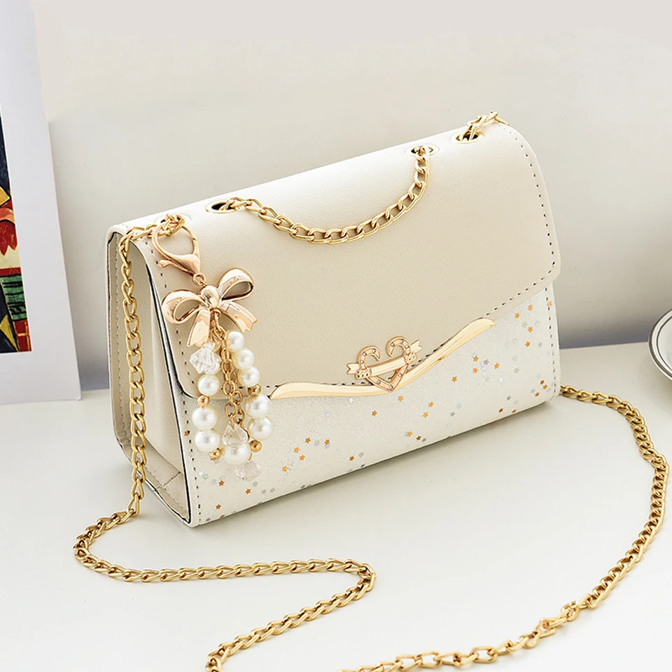 Trendy módne dámy Crossbody Small Square Bag Girls Girl Ramer Bag Cross Square Tassel prívesok Flowin Fliter zdobený PU Polyester