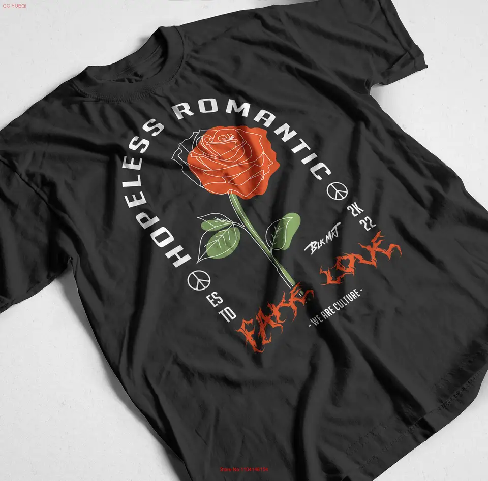 Trendy Streetwear T košeľa 100 bavlnená ekologická voda založená na atramentovom móde čierna beznádejná romantická ruža beznádejná ruža