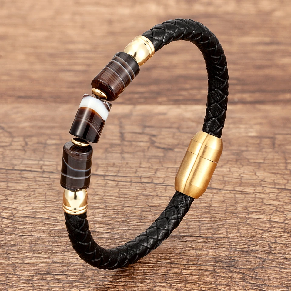 Trendy ženy náramky 8 mm Prírodný tigerový kameň kameň z nehrdzavejúcej ocele Magnetická spona 12 štýlov korálky Ohlovené dámske šperky