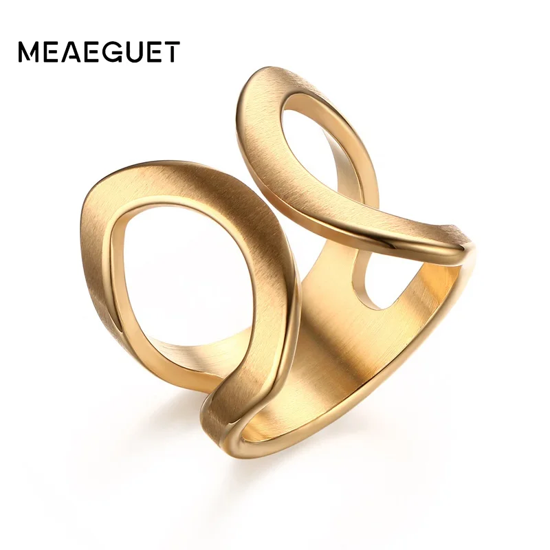 Trendy ženy z nehrdzavejúcej ocele Party Rings Open Cuff Cross X Vyhlásenie prsteň prsteň femme