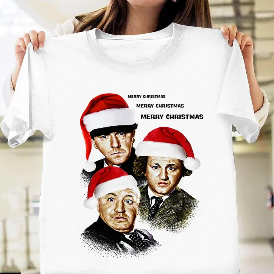 Tri stoogy Vianoce X-mas darčekové tričko s krátkym rukávom Men ženy S-5XL LI409