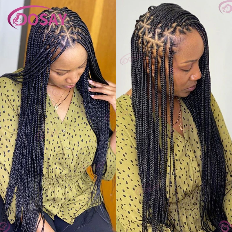 Triangle bez uzlov Syntetické spletené parochne pre čierne ženy Cornrow Braids Hair Parochňa 26 