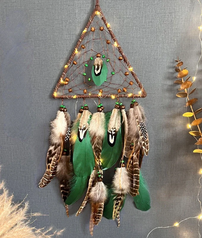 Triangle Dream Catcher Wind Chime Hanging Decorácie Nový remesiel kreatívna obývacia izba dekorácia dekorácia veterný zvonenie darček