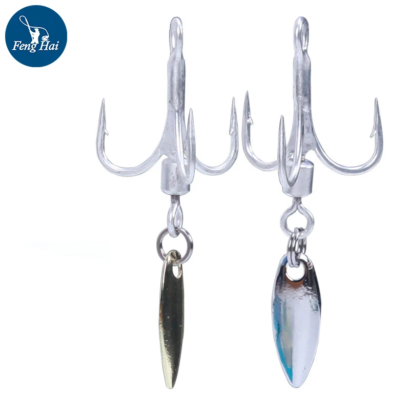 Triple Hook spájkovanie Rolling Swivel s rotujúcimi flitrami melónové flitre morské rybárske láka na rybu Tri kotvové háčiky Veľkoobchod
