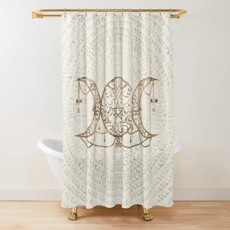 Triple Moon - Triple Goddess Pastel Gold Shower Curtain Sprcha pre kúpeľňu set okenné opona