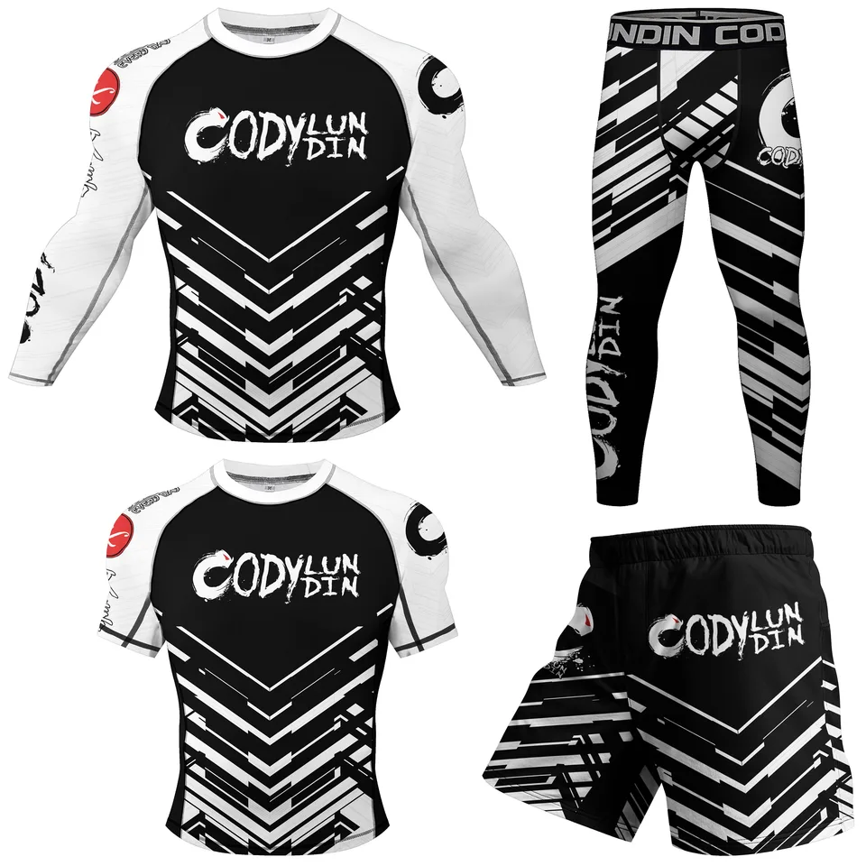 Tričko a nohavice Cody MMA Rashguard MMA Rashguard Shorts Brazílsky boj proti Jiu Jitsu Bjj Boxing Tirls Rash Guard Sportsuits