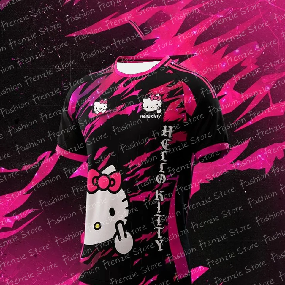 Tričko de dehors Disney Sanurgente Hello Kitty pour enfant et Adulte, maillot de futbal, cosplay, Dessin Animé, bébé, Fille,