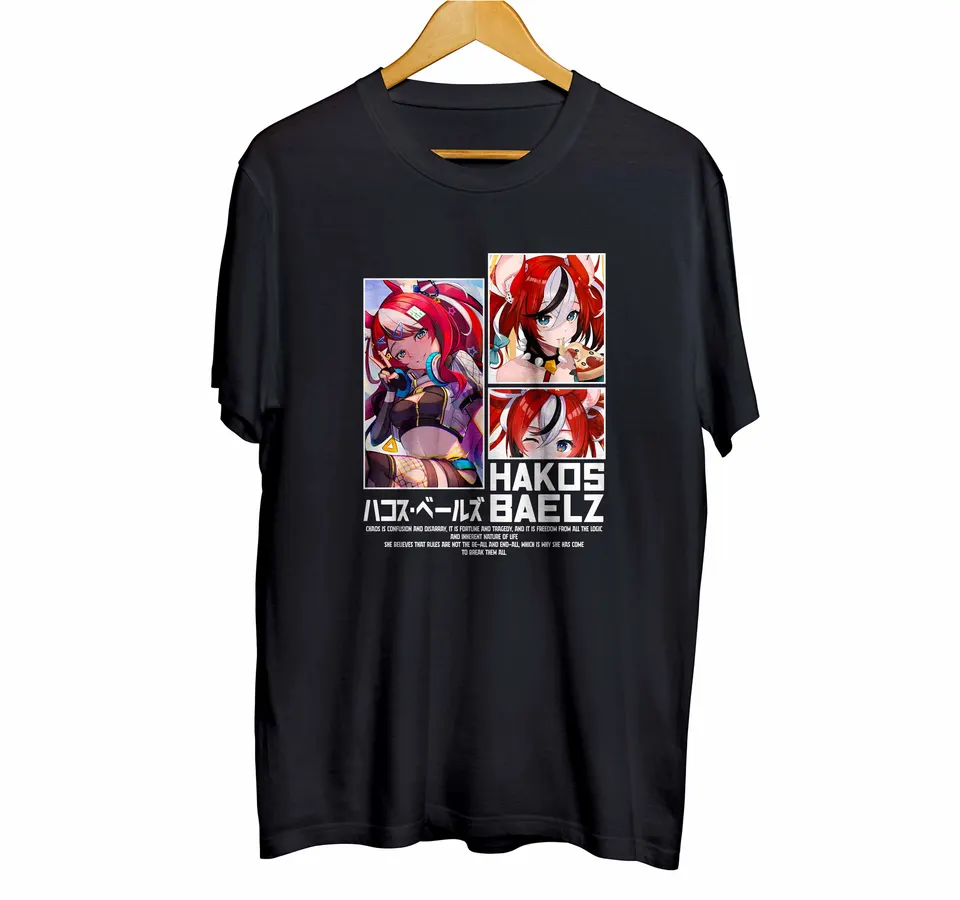 Tričko Distroanime Vtuber Hakos Baelz Grid - Hlololive Eng 100% česal 30. roky