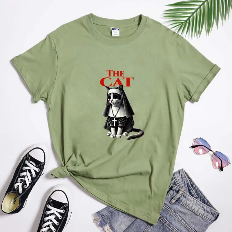 Tričko mníšky Parody mačky strašidelné mačiatko Meow Grunge Satanic Goth Trhirt Spooky Cat Mom Halloween Horrorcore Gothic Tee Top