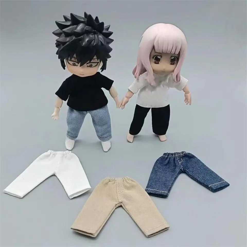 Tričko módnych oblečení Tričko pre 1/11 ob11 bábiky za 1/12 BJD/GSC Doll Doly Denim Pants OBITSU 11 DOLD DOSILSCORIE ACTISDORIE
