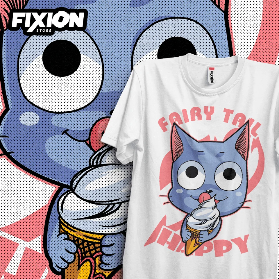 Tričko pre Anime Fairy Tail-Happy-Nuevos enero 2023 Mange Tee
