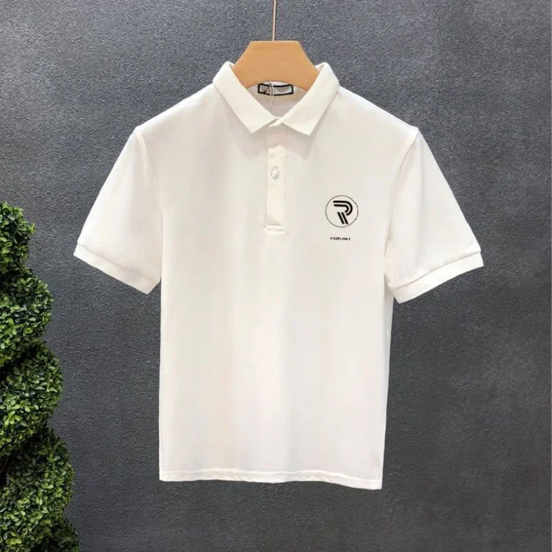 Tričko pre mužov biele polo košele Heather Man s golierom TEE TLAČ