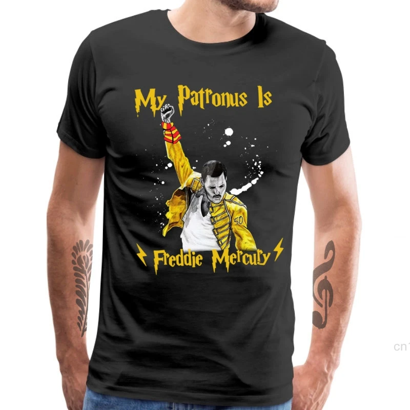Tričko pre mužov, môj patronus je Freddie Mercury Darge Tops 100% bavlna O-Neck Tričko Príležitostné tričko Queen Band Hip Hop Streetwear