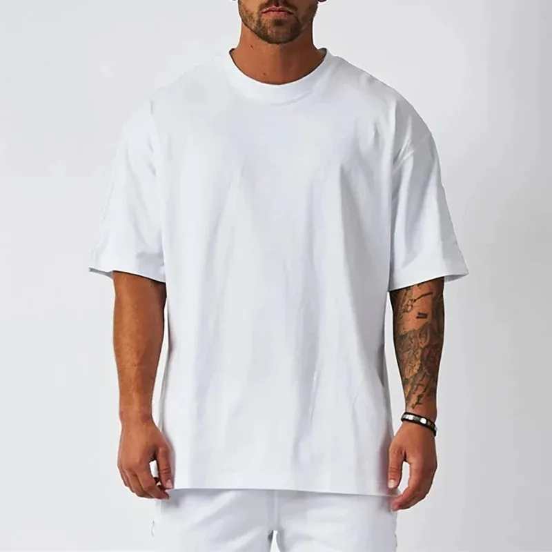 Tričko Top Men's Blank Tričko biele nadmerne nadmerné retro farebné tričko Tričko Veľkej veľkosti Dámska módna módna móda Krátke rukávy Pánske tričko