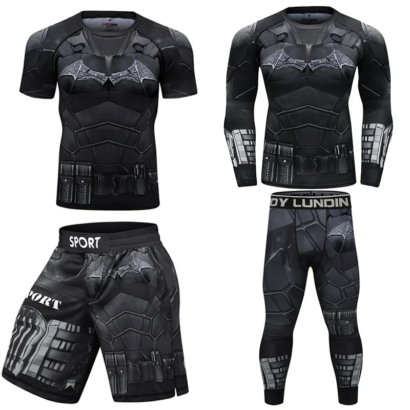 Tričká MMA Rashguard T tričká + nohavice vyrážky strážne šortky BJJ Tracksuit Boxing Dresy Muay Thai Compression Men Kickboxing Športové súpravy