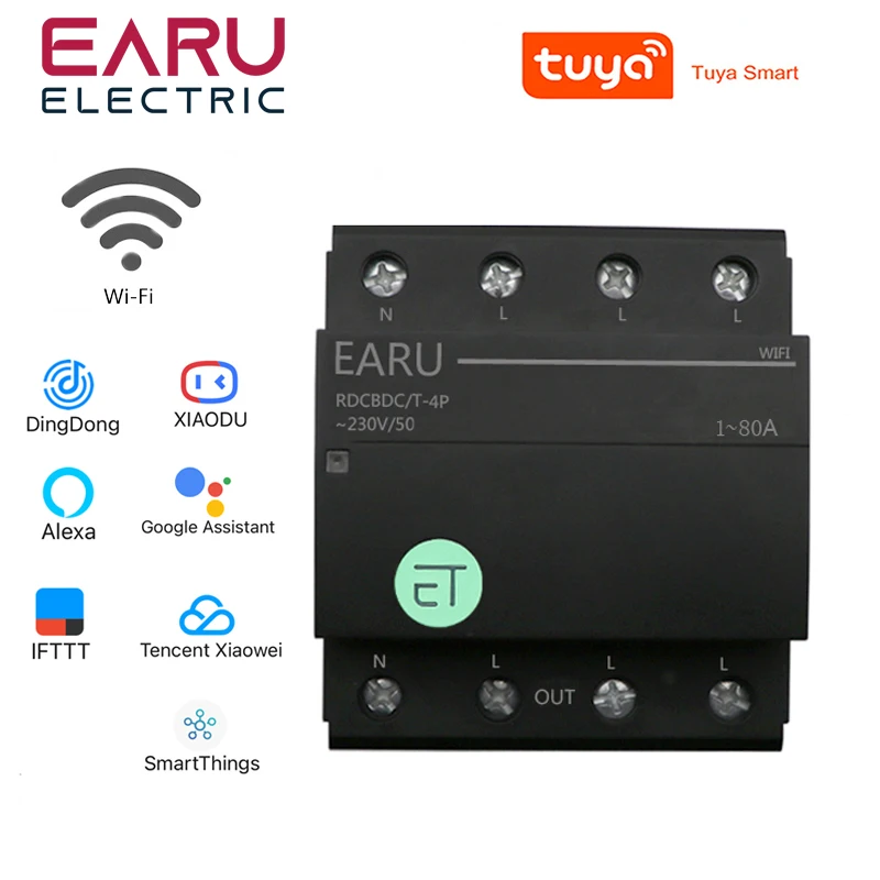 Trojfázové WiFi istič Circuit Smart Time Time Relay Relay Switch hlasové diaľkové ovládanie od TUYA App Smart House Alexa Google Home
