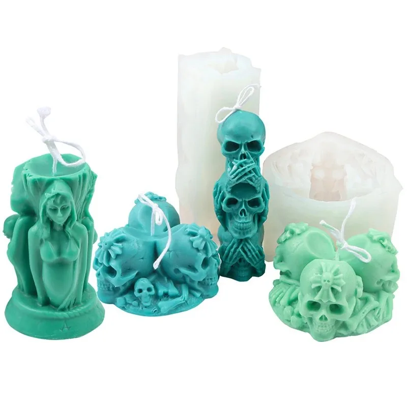 Trojosúvatá bohyňa sviečka silikónová forma DIY lebka Čarodejnica Sviečka výroba SOAP SOAP CALY Resin Cake Fold Darčeky remeselníkov
