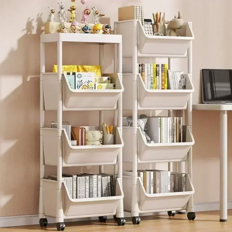 Trolley Bookshelf Kitchen Storage Rack Kuchynský roh roh s úzkou štrbinovou skladovou skrinkou Kúpeľňa obývacia izba Domov organizátor darček