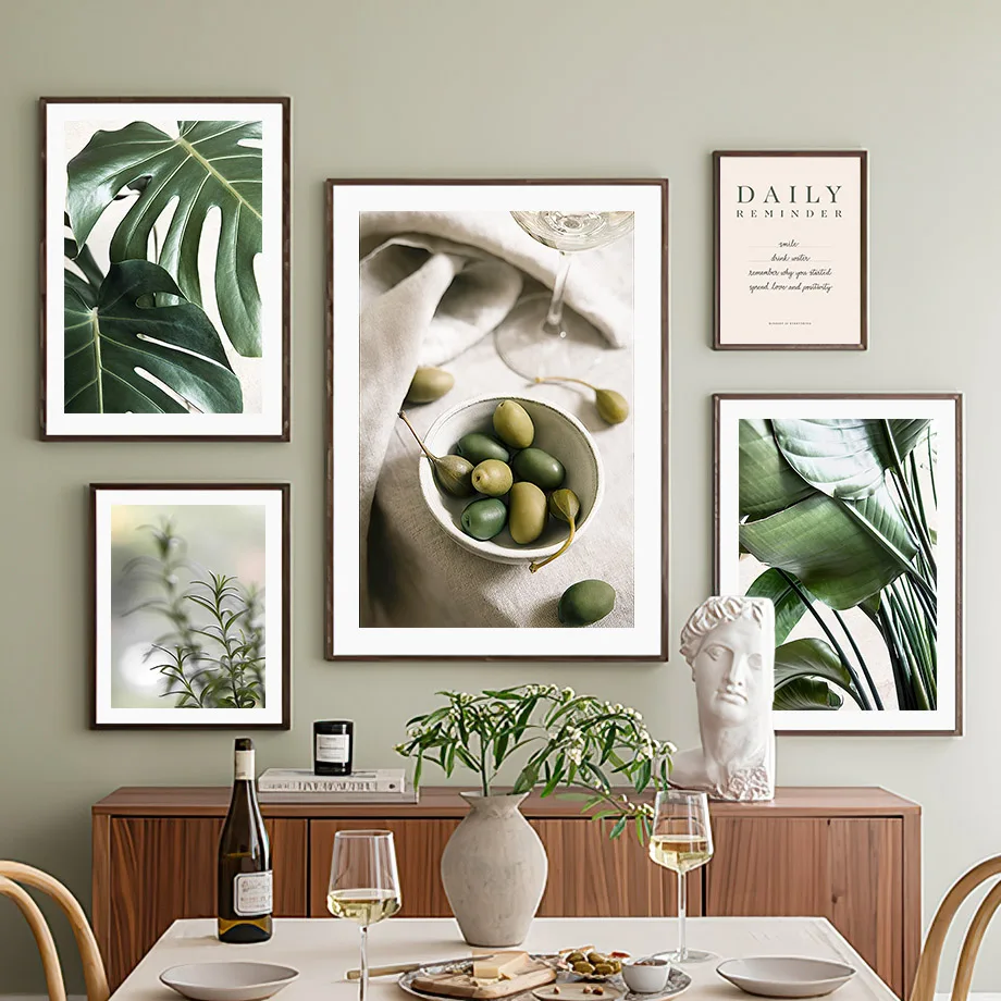 Tropické rastliny hrad Marocké dvere Olive Wall Art Canvas Maľba Nordické plagáty výtlačky