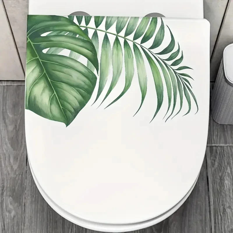 Tropické zelené nálepky na toaletné záchody rastlín, jasná kúpeľňa pre domácu dekoráciu, vinylové zvieracie obtisky, umelecký stenový papier, plagát