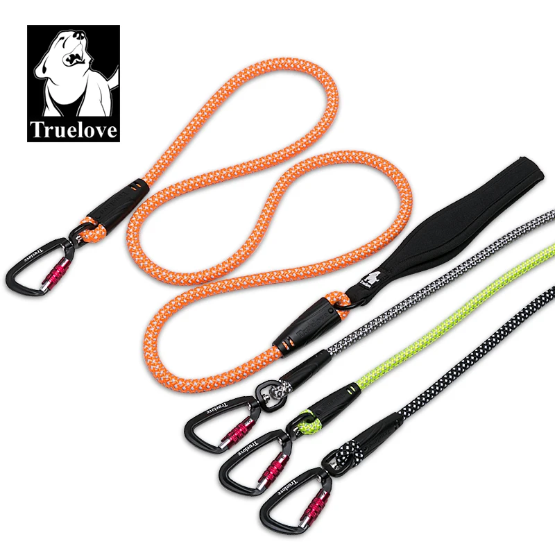 Truelove Dog Pet Leash Nylon s reflexným hliníkom -z nehrdzavejúcej ocele D -Ring Neoprénová rukoväť Drsná rukavica na turistiku TLL2571