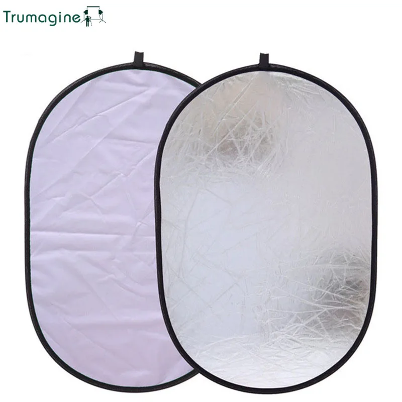 Trumagine 60x90cm 2 in 1 skladacie strieborné a biele malé slnečné reflektorové fotografovanie difúzora