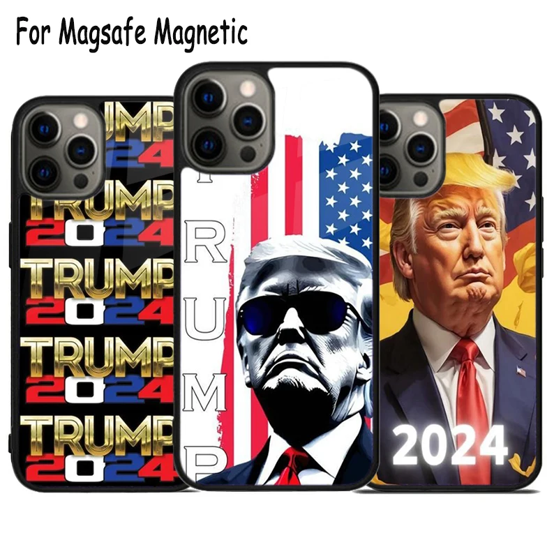 Trump 2024 Bezdrôtový nabíjanie Magsafe Pase pre iPhone 15 16 14 13 11 12 Pro Max Plus Magnetic Bumper Cover