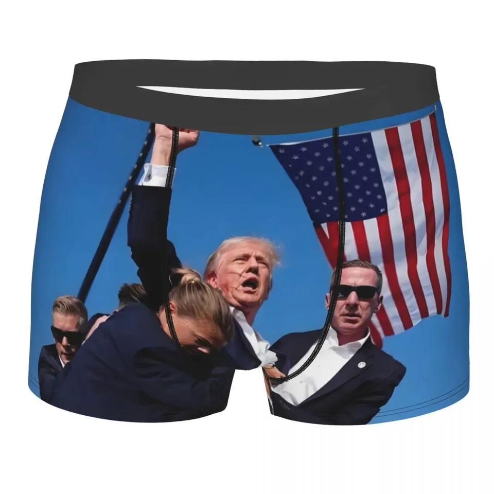 Trump bude chrbtom k spodnej bielizni natiahnite americké zadné zadné boxerové nohavičky nohavičky nohavičiek mäkké spodky pre homme