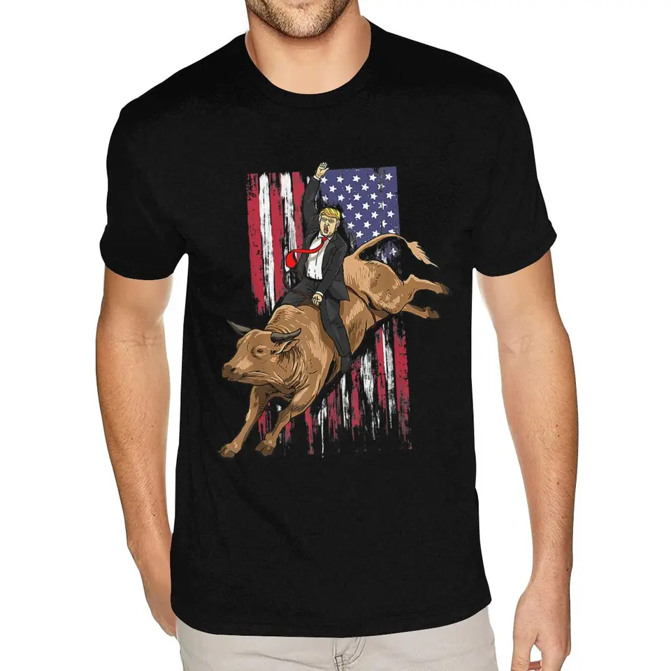 Trump Rodeo Bull Rider Patriotic American Flag Trump Cowboys T košele zadarmo priateľky s tričkami