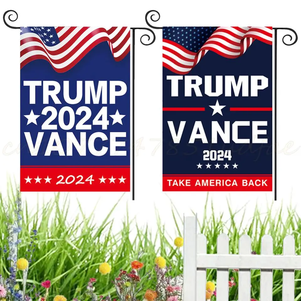 Trump Vance 2024 Záhradná vlajka so živými farbami Domáce dekoratívne vlajky Banner Trump Vance Vlajky pre domové znamenie vonkajšie dekorácie