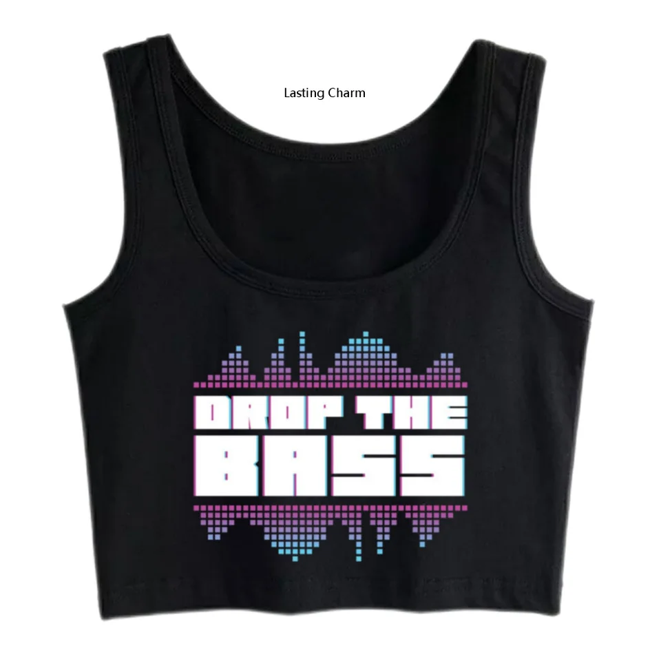 Trvalé kúzlo plodiny Top Sport Techno Rave Gabber DJ Edm Clubbing Raver Casual Harajuku Print Tops