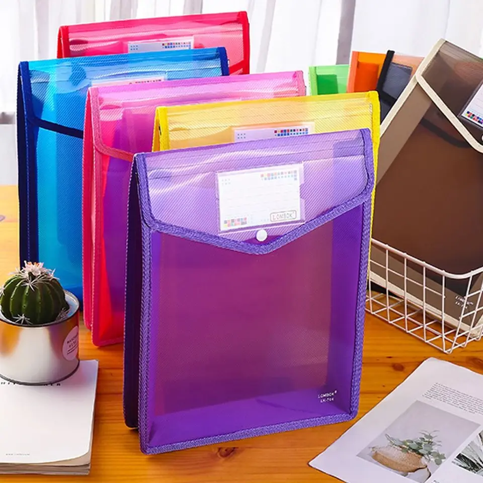 Trvanlivé priečinky A5 Foldery Gainer Capacity Document Bag Stationery Storage Pase PVC BAG Vodotesný zložka organizátora obálky obálky