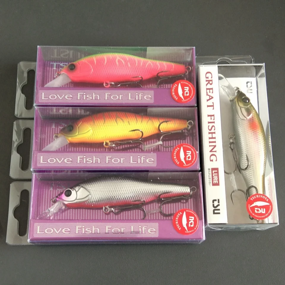 Tsurinoya 4ks Suspending Minnow 80 mm 10,3 g rybárska návnada Sabre Dlhé odlievanie umelé tvrdé návnady Profesionálne basové basy šťuka Jercbait
