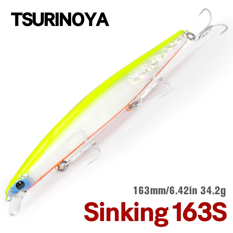 Tsurinoya Stinger 163s Ultra dlhé odlievanie potápajúcej sa slanej vody Minnow 163 mm 34,2 g morského rybolovu