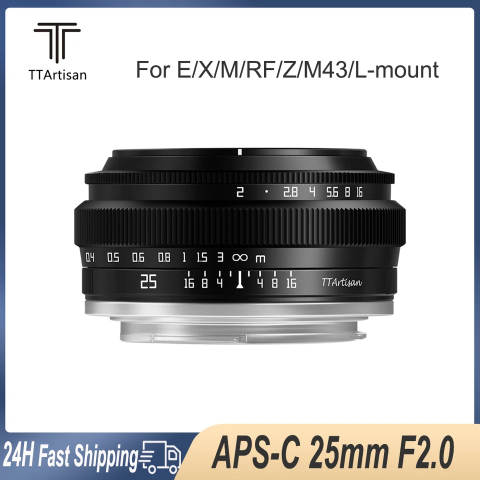 Ttartisan 25 mm f2.0 APS-C MF Portrit Camera Camera pre Sony A6000 A7III A7S Fuji X-A1 Canon M1 Nikon Z6 Sigma Fpl Leica T