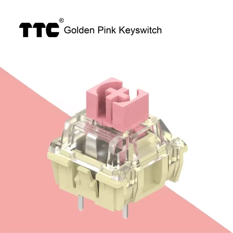 TTC Gold Pink V2 Mechanický spínač klávesnice 37G 3 kolíky Lineárne spínače SMD RGB Vlastné strieborné horúce swap hladké továrenské mazanie