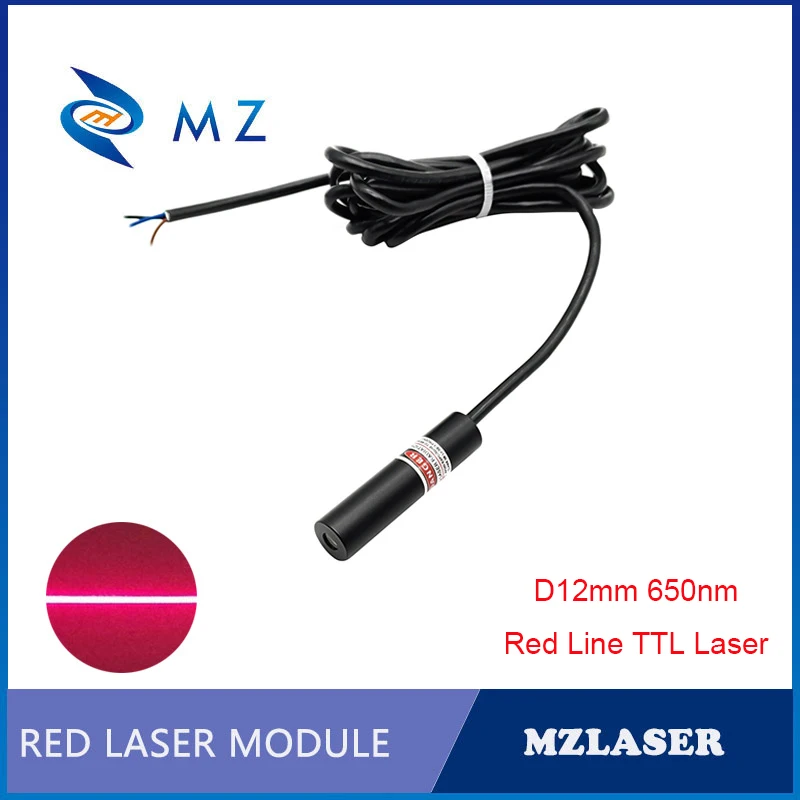 TTL PWM Červená čiara laser Compakt Mini D12mm 650nm 40MW 3V Line laserový diódový modul priemyselný stupeň ACC Drive Typ