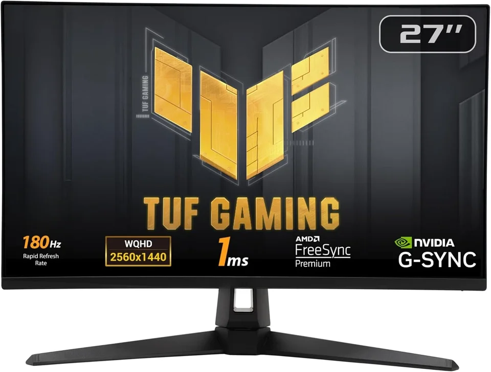 TUF Gaming 27 ”1440p HDR Monitor (VG27AQ3A) - QHD (2560 x 1440), 180Hz, 1 ms, rýchly IPS, 130% SRGB, extrémne nízky pohybový rozmazanie Sync.