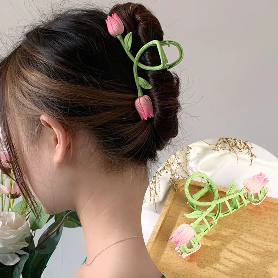 TULIP Festival vlasové pazúry pre ženy Summer Summer Hair Crab Clip Móda Kórejský vlásenka darček kvetinové vlasy