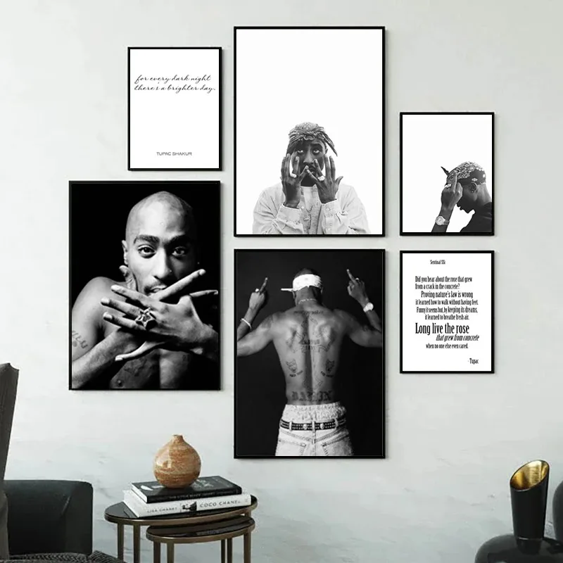 Tupac shakur čierna biela fotografia plátno umenia